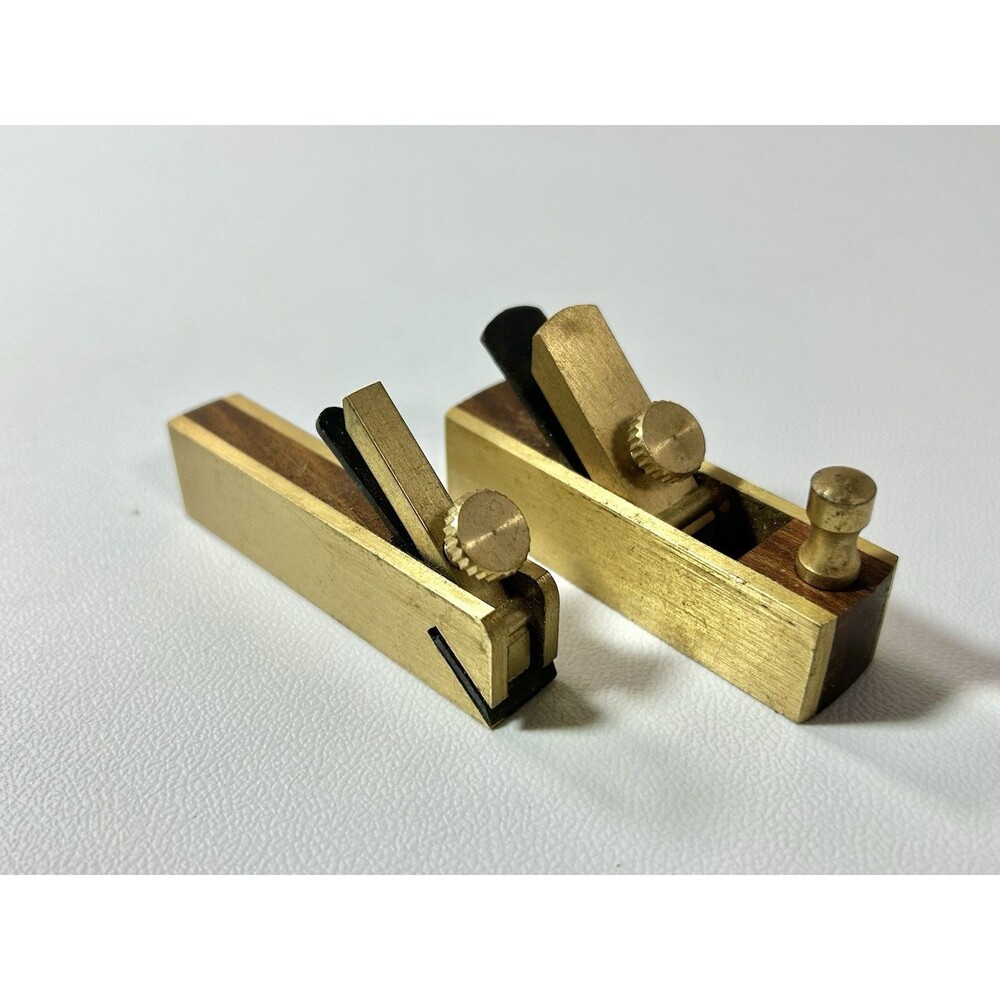 Lot of 2 Micro Brass Plane Standard Scraper in Wood Box